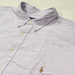 Ralph Lauren Purple Solid Oxford Long Sleeve Button Down Shirt Mens 4XB BIG Flaw